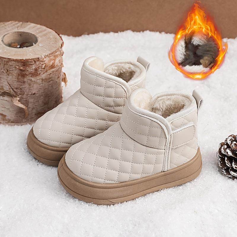 Winter Warm Boys Girls Slip Resistant EVA Snow Boots Arch Support Round Toe Soft Lining Cushioned Insole Beige Black White Gray Casual Shoes Snow