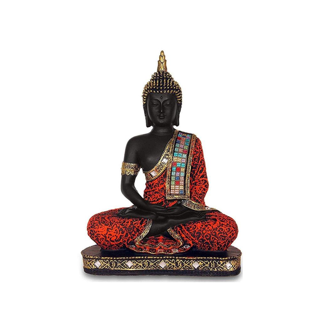 Polyresinová socha sedícího idolu Buddhy Předváděcí kus pro dekoraci domova Dárkové předměty 1 obr. (BLK růžová), Náboženský