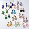 CARLIDANA 18K Goudkleurig Roestvrij Staal Vierkant Vormig Kleurrijk Roze Kristal Steentje Stud Hanger Oorbellen voor Vrouwen Sieraden