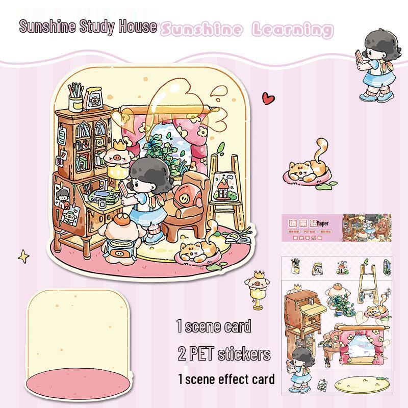 3D Miniature Scene Sticker Set - DIY Three-Dimensional House Puzzle