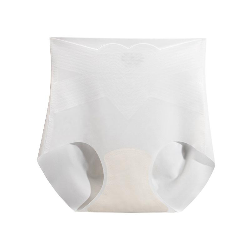 Women High Waist Ice Silk Ultra Thin Abdomen Shaping Hip Lifting Antibacterial Crotch Solid Briefs