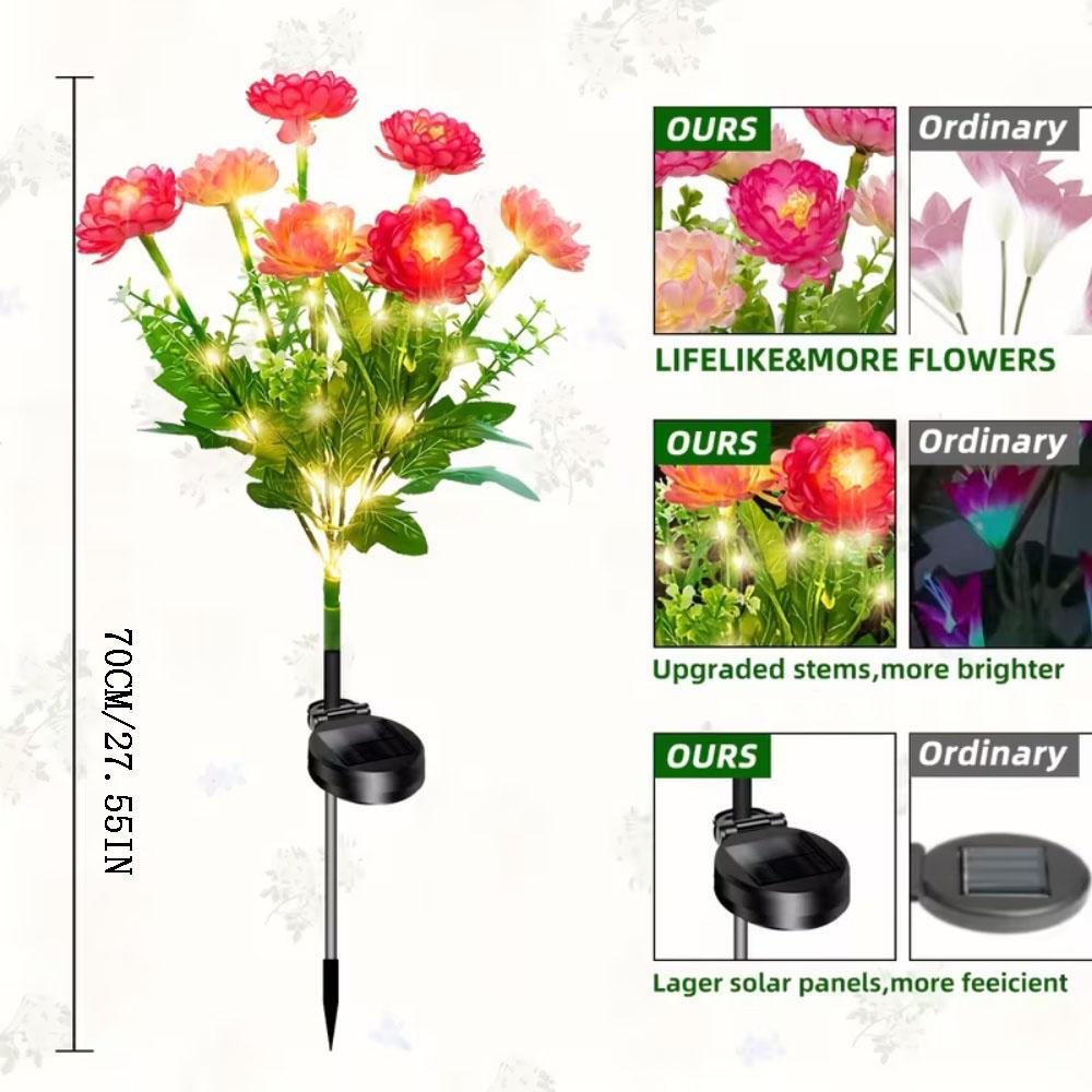 Super Bright Outdoor Solar Flower Lights Waterproof IP65 Durable Landscape Light for Garden Pathway Lawn Decorations Auto On/Off