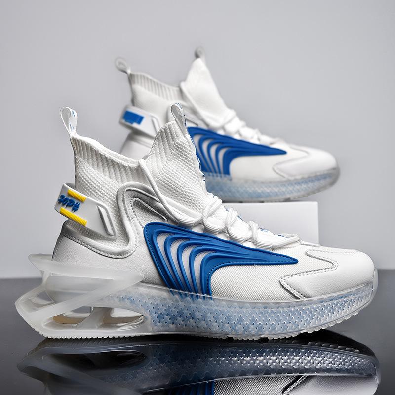 22 new mesh breathable casual shoes running shoes large size thick sole medium and high top sports shoes