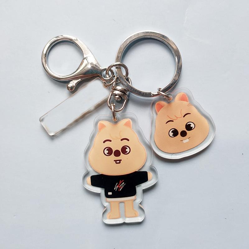 Stray Kids SKZOO Cartoon Double Sided Acrylic Keychain Cute Anime Character Keyring Bag Pendant Fan Merchandise Gift for STAY