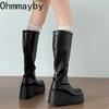 Winter Platform Wedges Heel Women Knee High Boots Fashion Back Zippers Shoes Cosy Soft Leather Long Booties