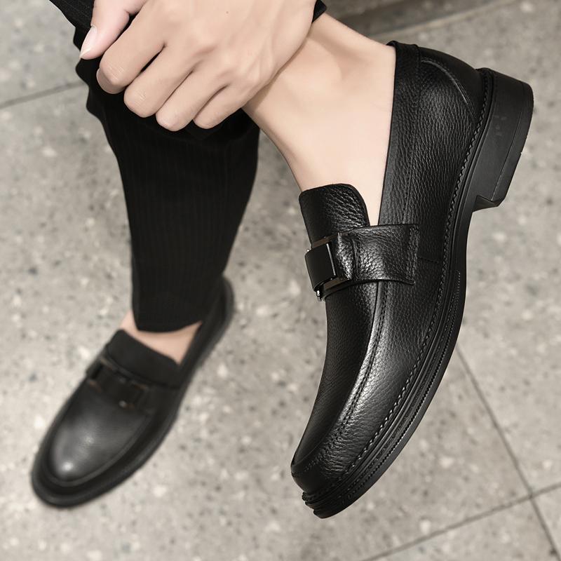 Fashion Genuine Leather Casual Shoes Fashion Men's Comfortable Loafers Soft Sole Non-slip Men Driving Footwear Business Walking Flats