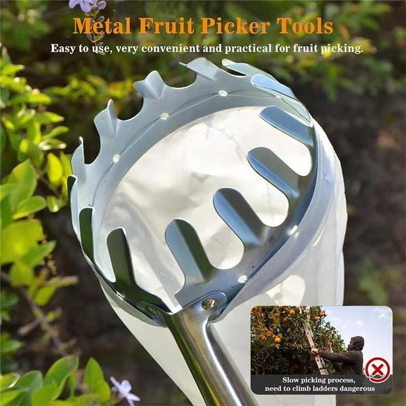 T02C!Fruit Picker Fruit Catcher Withtelescopic Pole Gardening Orchard Picking Tool Fruit Picker Tool