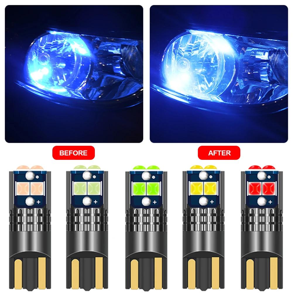 T10 Car Side Light Multiple Colors LED Strip Marker Bulb Canbus No Error DC 12V Auto Driving License Plate Bulbs Super Bright