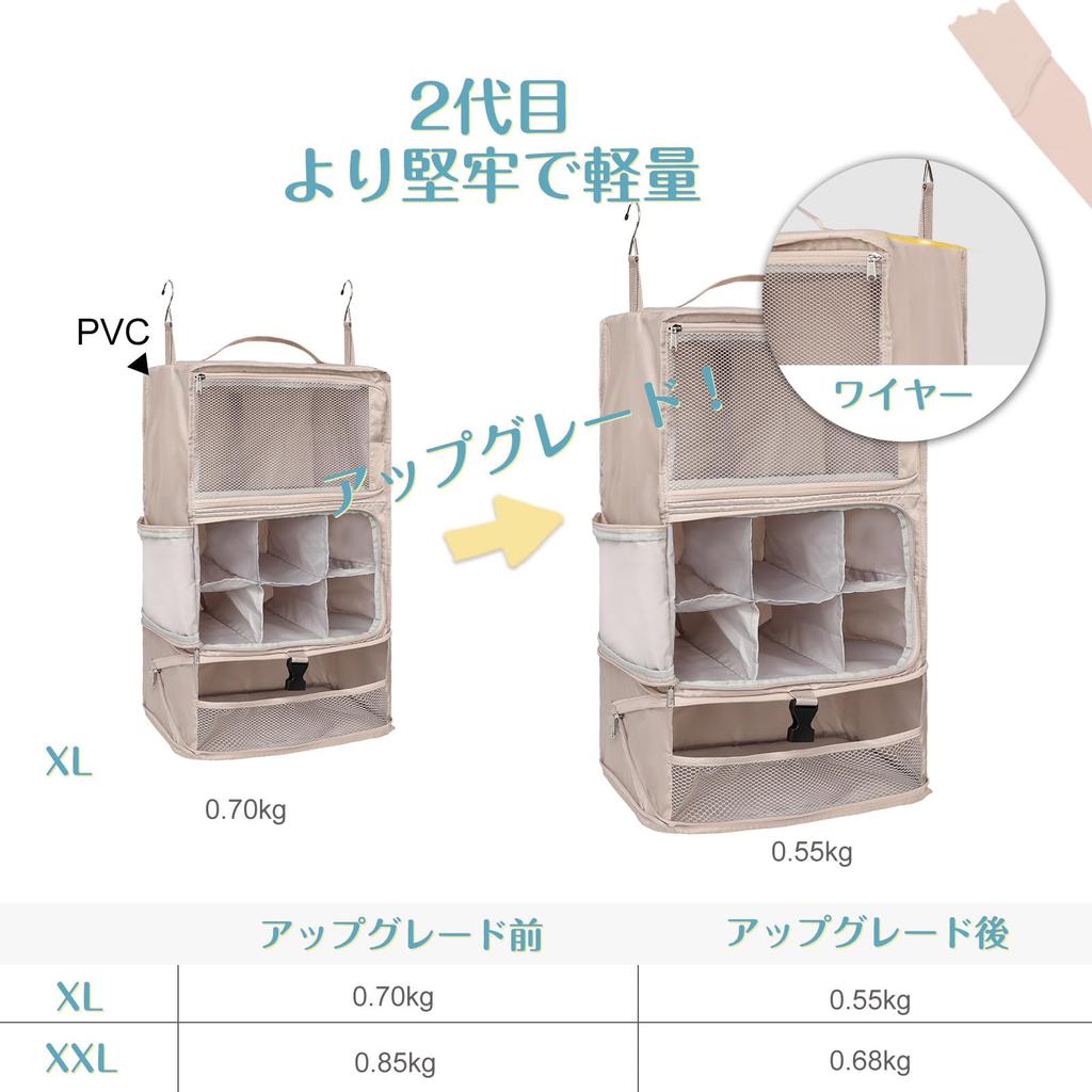 TABITORA Hanging Storage Travel Compression Hanging Travel Inner Organizer for and Portable Large 3 Perfect for Travel and Business Trips Bag, Pouch,