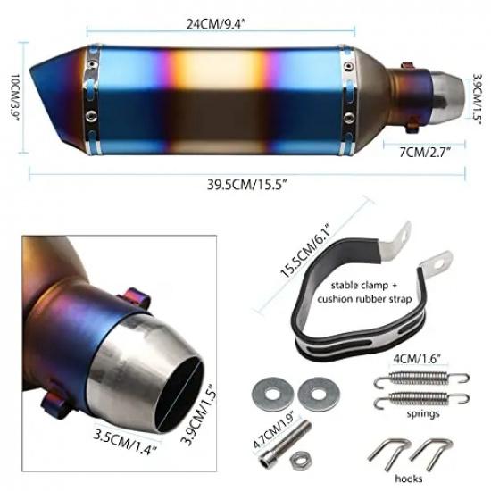 Universal Motorcycle Exhaust Muffler Slip On 400mm Lengthened 38-51mm Inlet With DB Killer Silencer