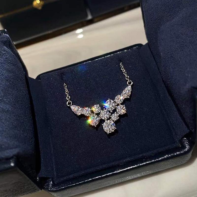 Huitan Bling Bling Cubic Zirconia Pendant Necklace for Women Luxury Wedding Accessories Aesthetic Female Necklace Trendy Jewelry