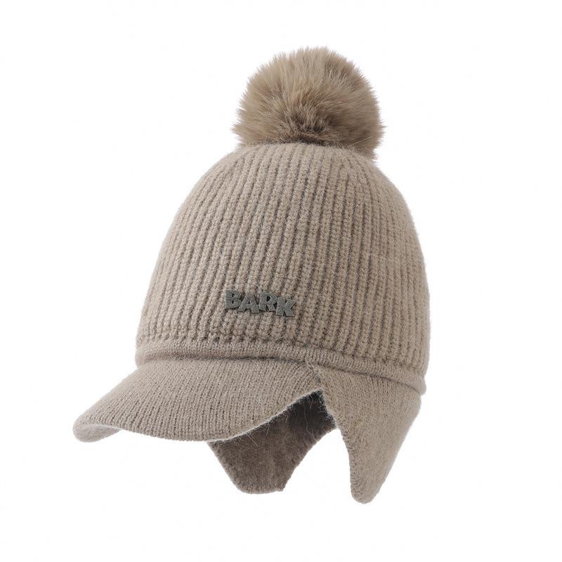 Fleece Warm Knitted Cap Ladies Ear Protector Wool Baseball Cap Fashion Cycling Plush Cap