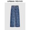 UR Women's Retro Bow Cotton Wide-Leg Denim Jeans UYL850208