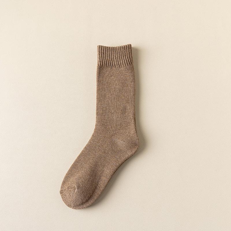 Female Autumn and Winter Thickened and Velvet Warm Wool Ring Sweat Absorption Tube Cotton Socks