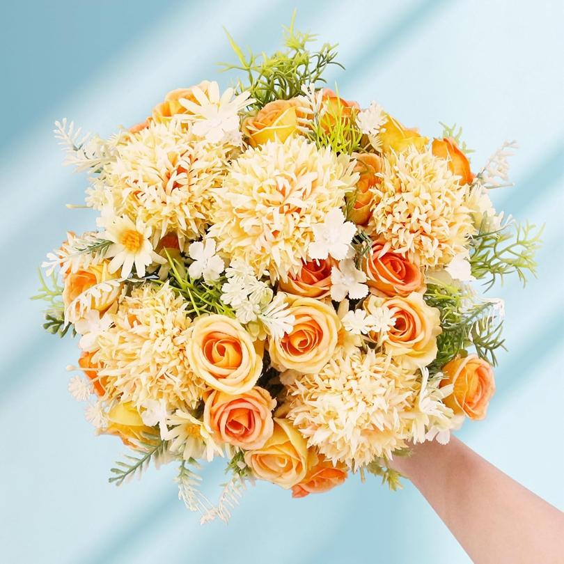 1/3PCS Artificial Flowers Wedding Home Room Decoration Bridal Bouquet Garden Fake Silk Roses Hydrangeas Vase Diy Gift Party Yard