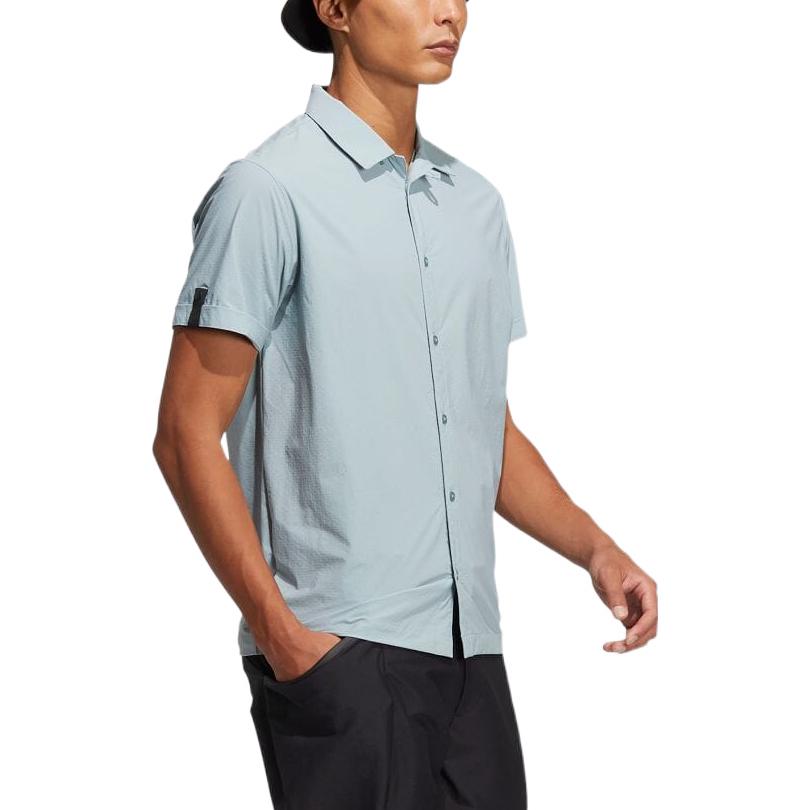 Adidas Solid Color Casual Short Sleeve Shirt Men Tops Magic-Grey H64632