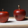 Red Rosewood Carved Apple Ornament for Home Decor, Sizes 4.0, 4.5, 5.0.