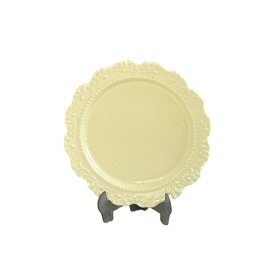 3 Pcs 1/6 1/12 Scale Miniature Dish Plates Alloy Dollhouse Kitchen Accessories Vintage Tiny Tableware for DIY Crafts Pretend Play