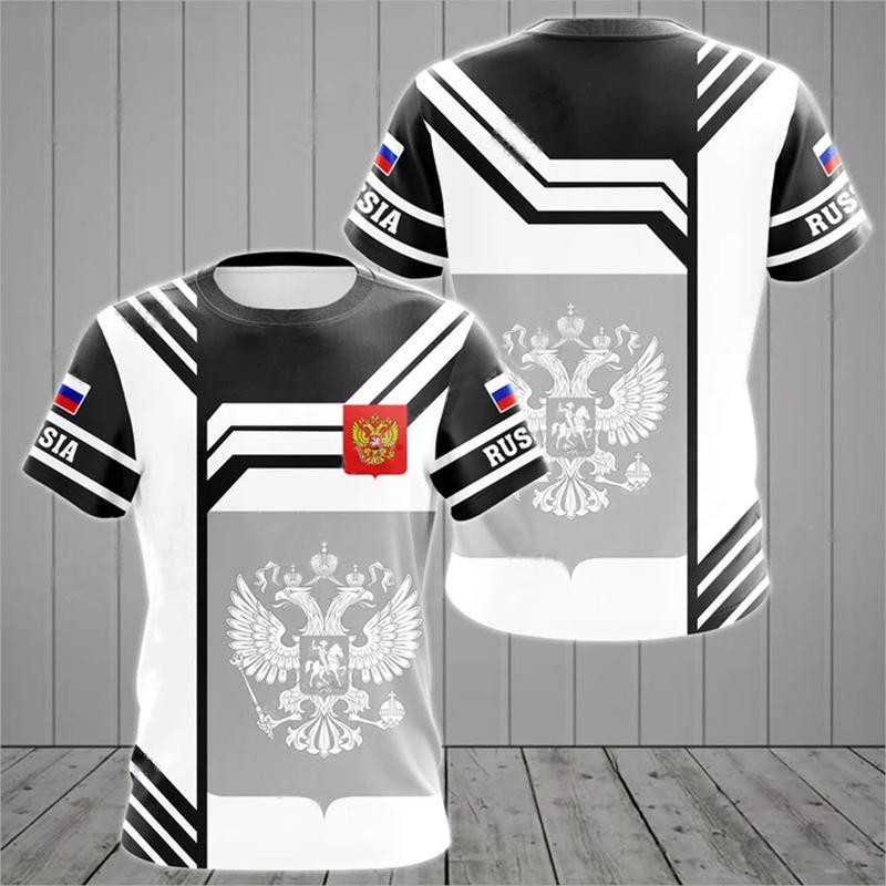 Russia Flag Men's T-shirts O-neck Russian Shirt 3D Printed Oversized Fashion Short Sleeve Men's Clothing Tops Loose Streetwear