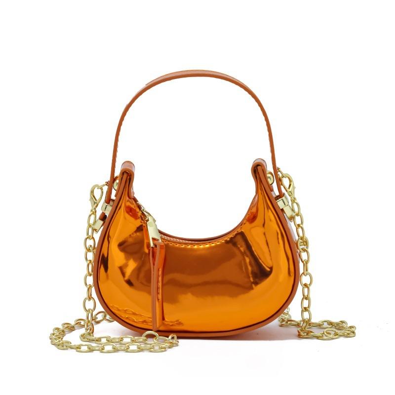 Foreign Trade Bag Women 2025 New Ins Internet Celebrity Mini Moon Bag Fashion Patent Leather Chain Messenger Bag Tide