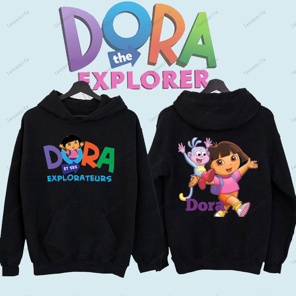 

Dora The Explorer Cute Anime Cartoon Men Pullover Long Sleeve Hoody Comfortable Sportswear Unisex Women Men Sportswear 3XL