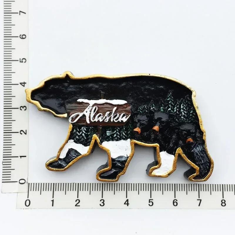 USA Alaska Bear Kawaii Fridge Magnets Tourism Souvenir British Canada Bear Refrigerator Magnetic Stickers Cute Magnet Decor Gift