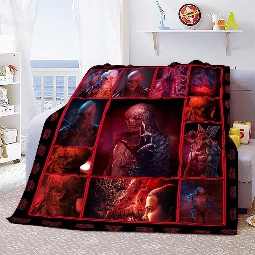 Vecna Stranger Things Mind Flayer Demogorgon Throw Blanket Cover Flannel Beds Sofa Bed Sheet Soft Bedding Room Decor Fans Gift