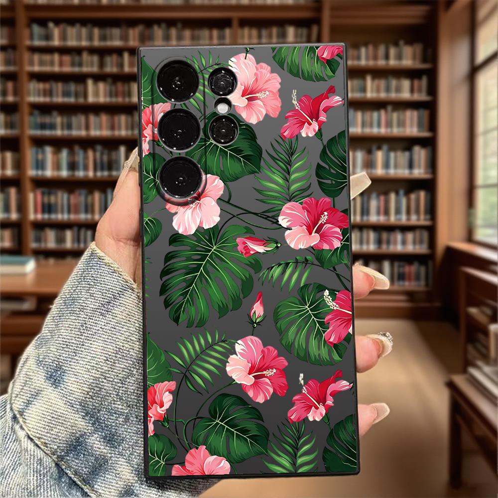 Tropical Hibiscus Flowers Soft TPU Case Slim Shockproof Protective Cover For Samsung Galaxy S Ultra FE Plus A Series 5G