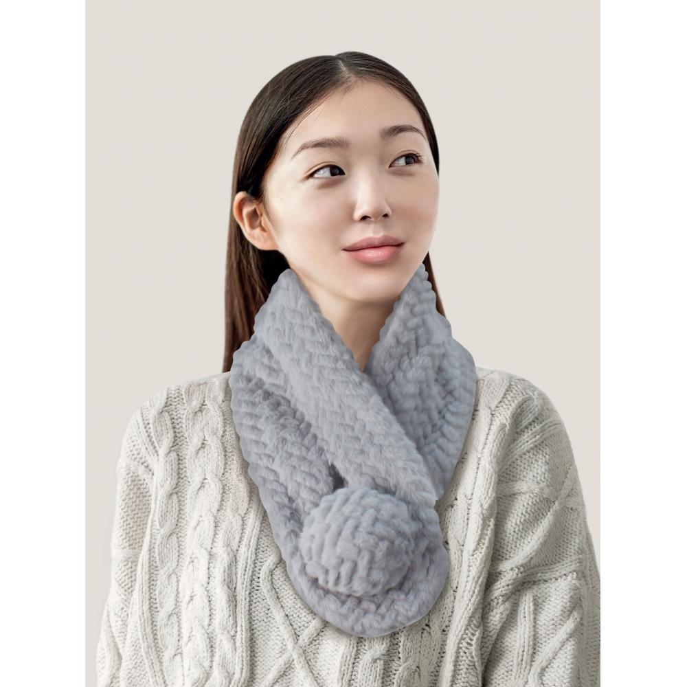 Daiso Mini Woven Fur Drop Shawl Grey