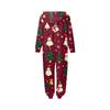 Christmas Print Family Matching Hooded Long Sleeved Zippered Jumpsuit Set