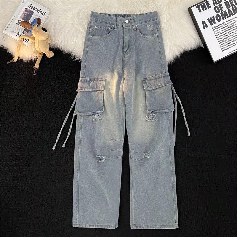 Джинсы мужские JYL Глиняный оттенок Расклешенные Подростковые Пэчворк Деним S