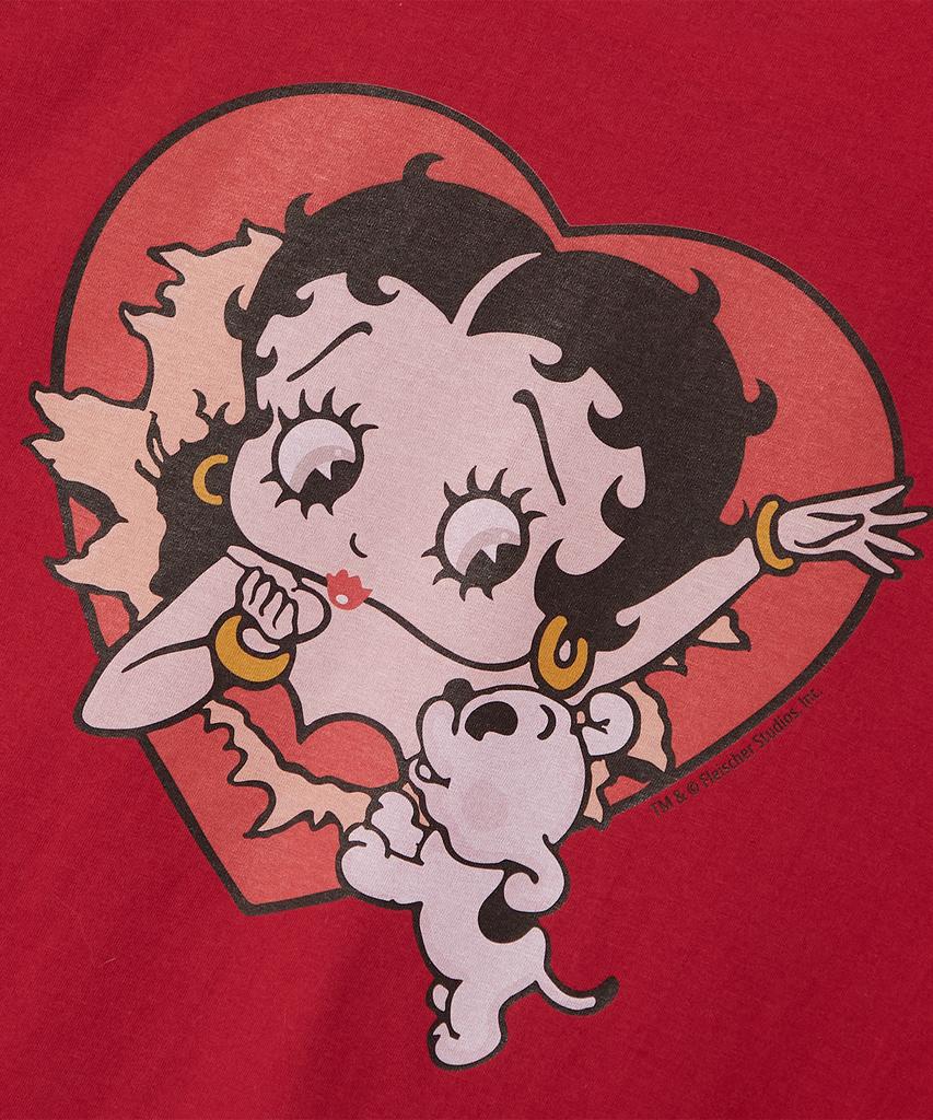 CNVS Betty Boop Heart Bust Oversized Short Sleeve T-Shirt_Red