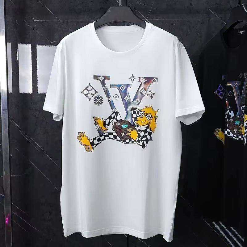 2026 New European and American Trendy Tshirt Mens High Street Cartoon Couple Outfit Printed Short Sleeved Pure Cotton Casual
