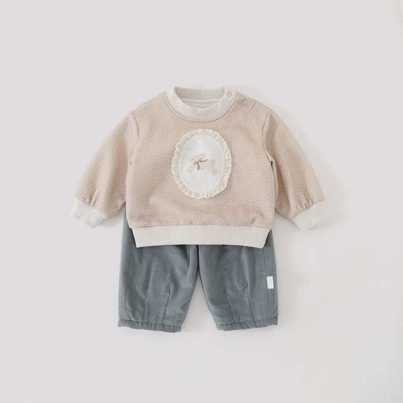 2026 Winter Girls Toddler 2-Piece Fleece-Lined Cotton Set Long Sleeve Top Pants Princess Style Outfit 1-3 Years