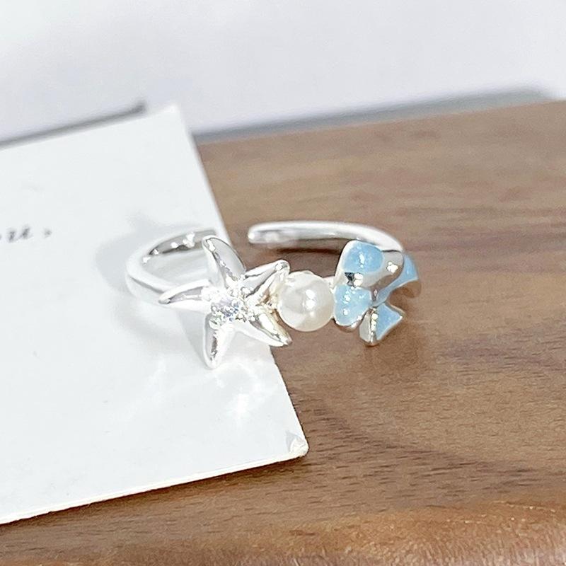 [Blue Ocean Secret Realm] Starfish Shell Enamel Oil Drip Zir*****Pening Ring Niche Light Luxury High Sense Ring