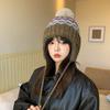 Hut Damen Herbst und Winter Großer Kopfumfang Wollhut Warmer Gehörschutz Lei Feng Hut Zeigt Gesicht Kleine Strickmütze
