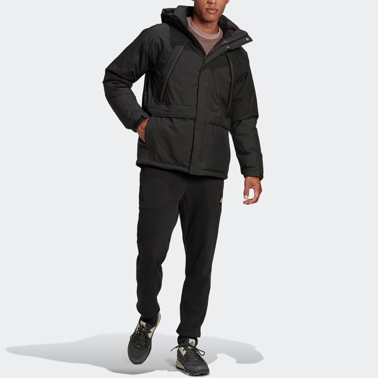 Adidas Warm Outdoor Sports Zip-Up Hooded Down Jacket Men Jackets Black GK0667