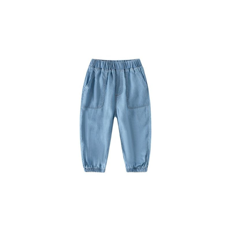 Boys' Pure Color Denim Children's Clothing Summer Children Casual Jogger Pants Mid Waist Anti Mosquito Pants Children's Thin Pants