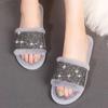 Fashion Fashion Bling Cotton Slippers for Women Open Toe Slip On Fur Slippers Woman Autumn Winter Faux Fur Indoor Flats Fur Slides Mujer