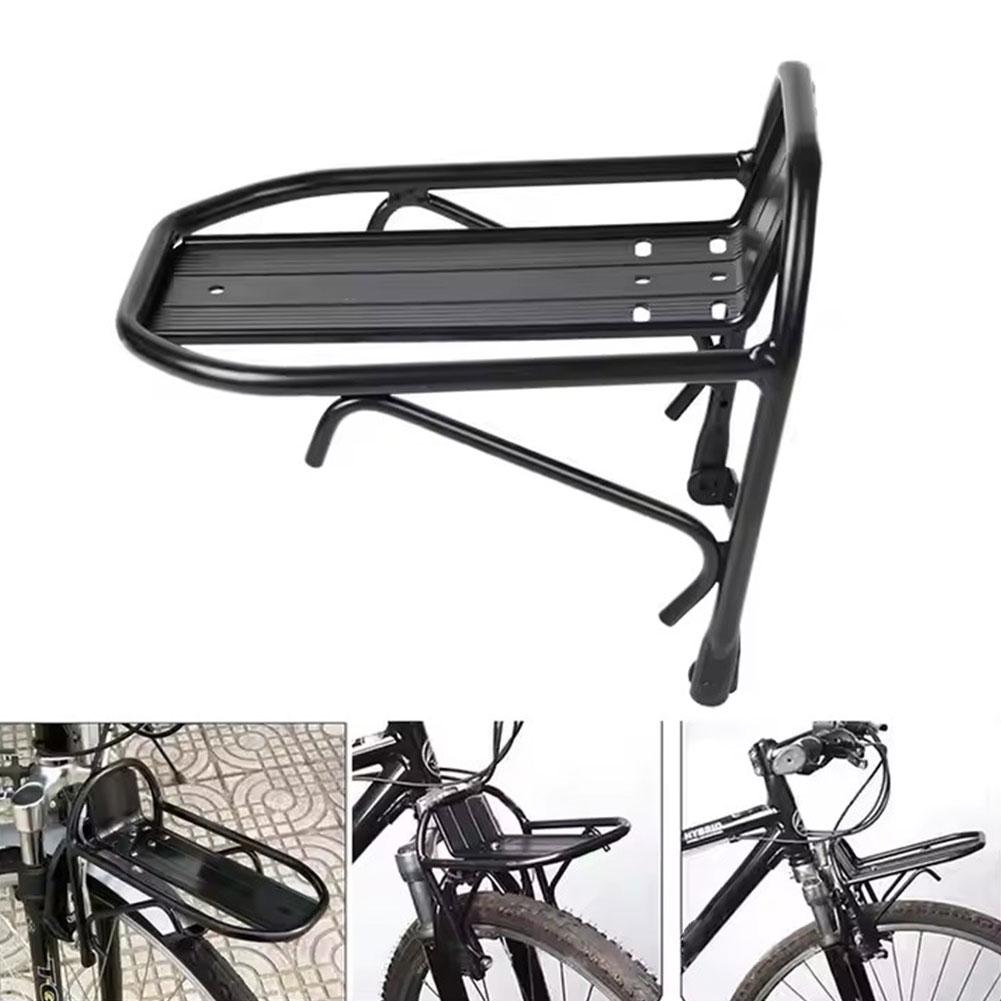 Portacargas delantero para bicicleta de montaña Soporte de cesta Aleación de aluminio Soporte de carga para horquilla delantera para ciclismo Equipo de bicicleta