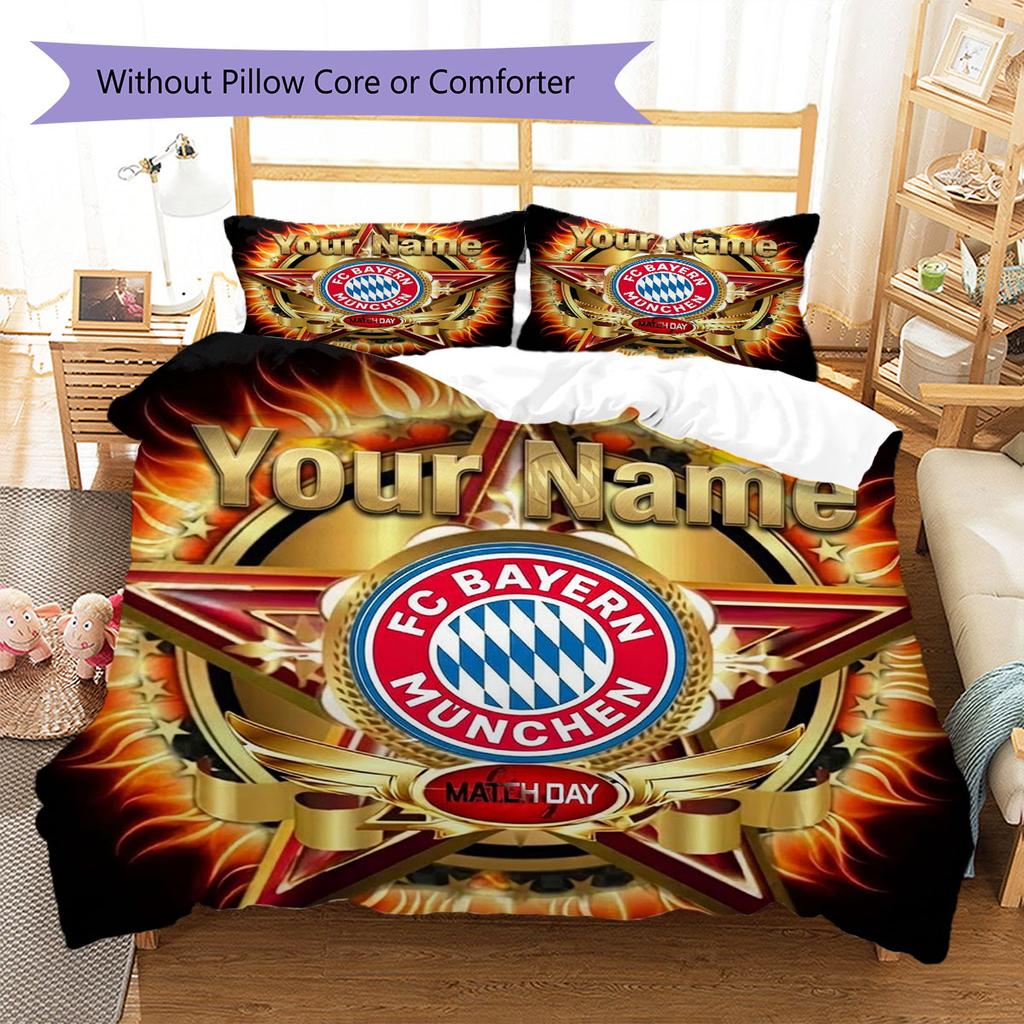 FC Bayern Munchen Custom Name Pattern Bedding,Quilt Set Quilt Cover Pillowcase Home Birthday Gift(1 * duvet cover + 2 * pillowcase, without core)