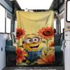 The Minions Sunflower Adventure Blanket Is Suitable for Beds, Sofas, and Various Other Occasions, Making It A Perfect Gift.