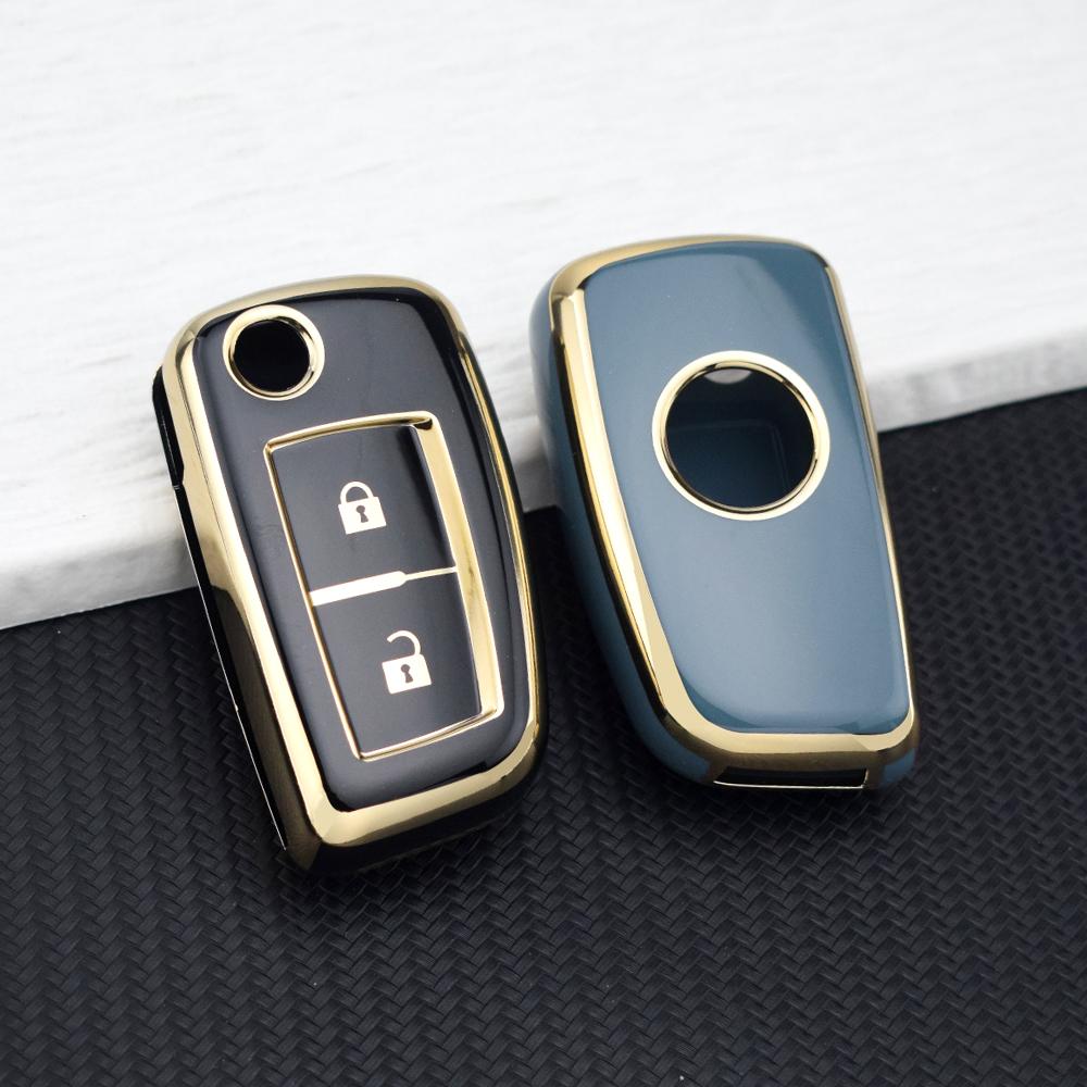 2 Buttons Key Case for Nissan Sylphy Qashqai X-Trail Altima Maxima Kicks Juke Murano Tiida MicraTPU Car Folding Key Case Chain