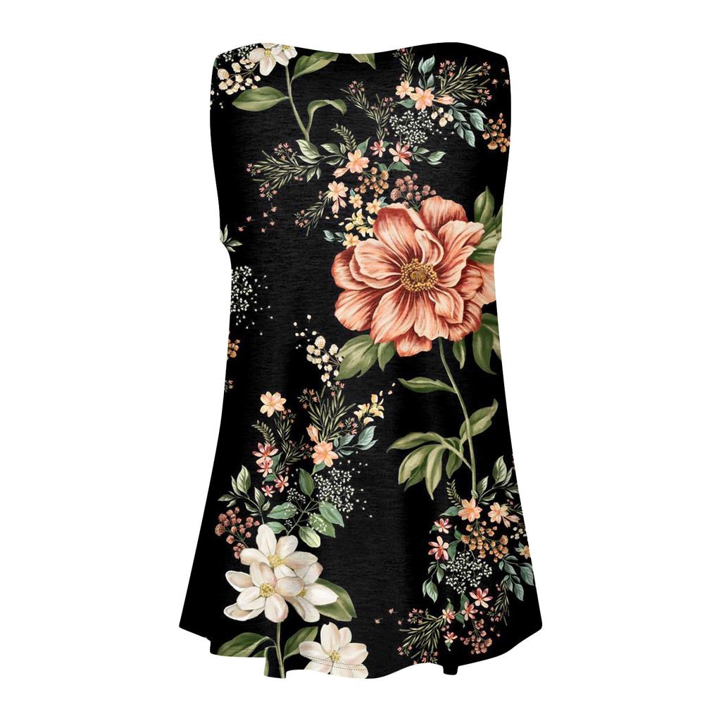 Women's Fashion Summer Round Neck Tank Top Lightweight Sleeveless  Print Tank Top
