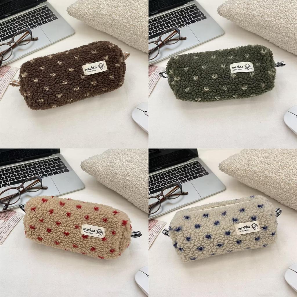 Plush Heart Pencil Case For Students With Large Capacity Storage Bag For School Supplies