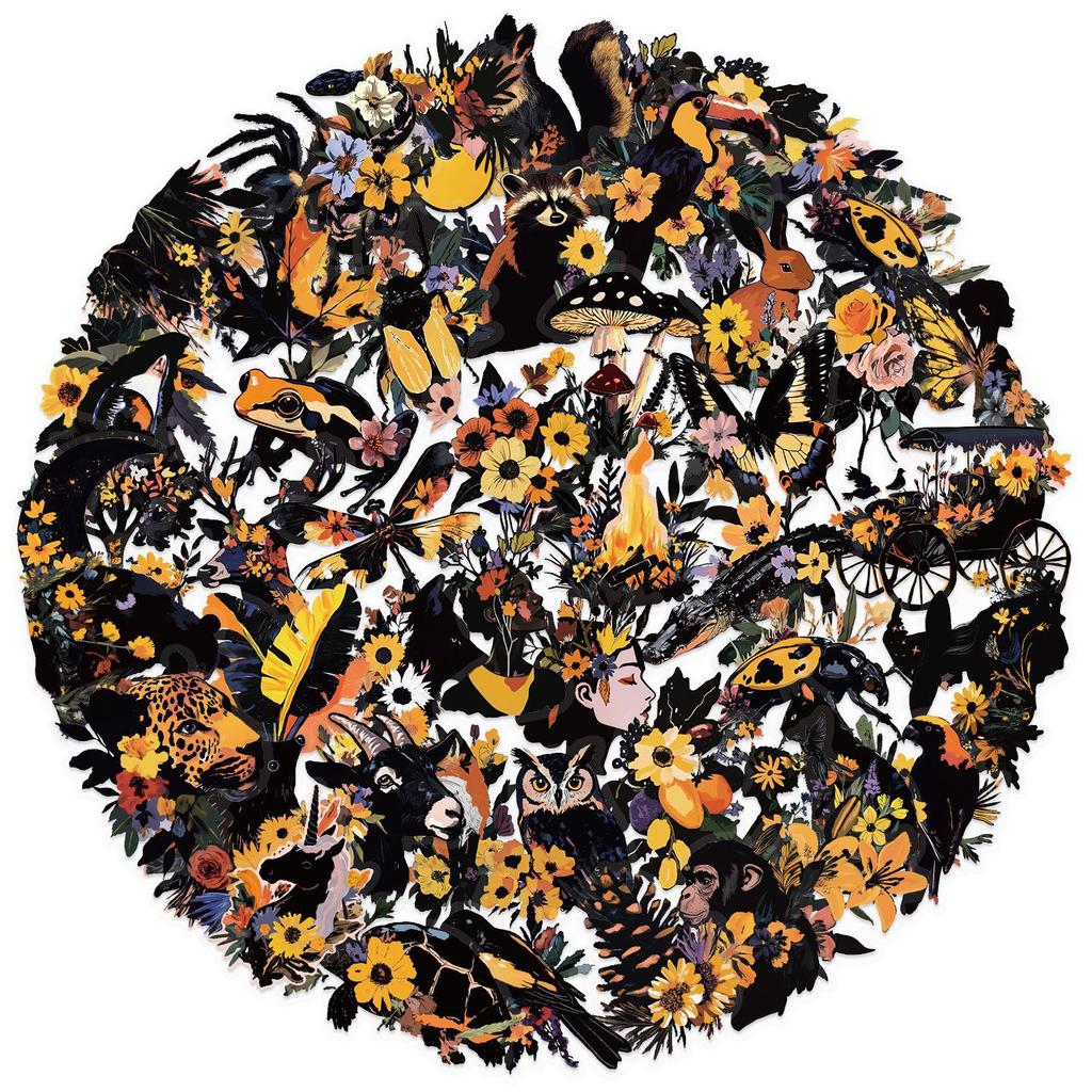 50 Transparent Colored Natural Sticker Stickers Package, Waterproof Transparent PET Hand Account Decorative Guitar Notebook