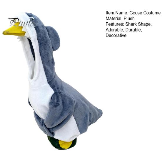 Summer Holiday Garden Accents Shark Porch Goose Outfit, Cute Gray Costume with 3D Fin Durable Statue Suit Design for 23" Gooses Decoration, Patio Yard