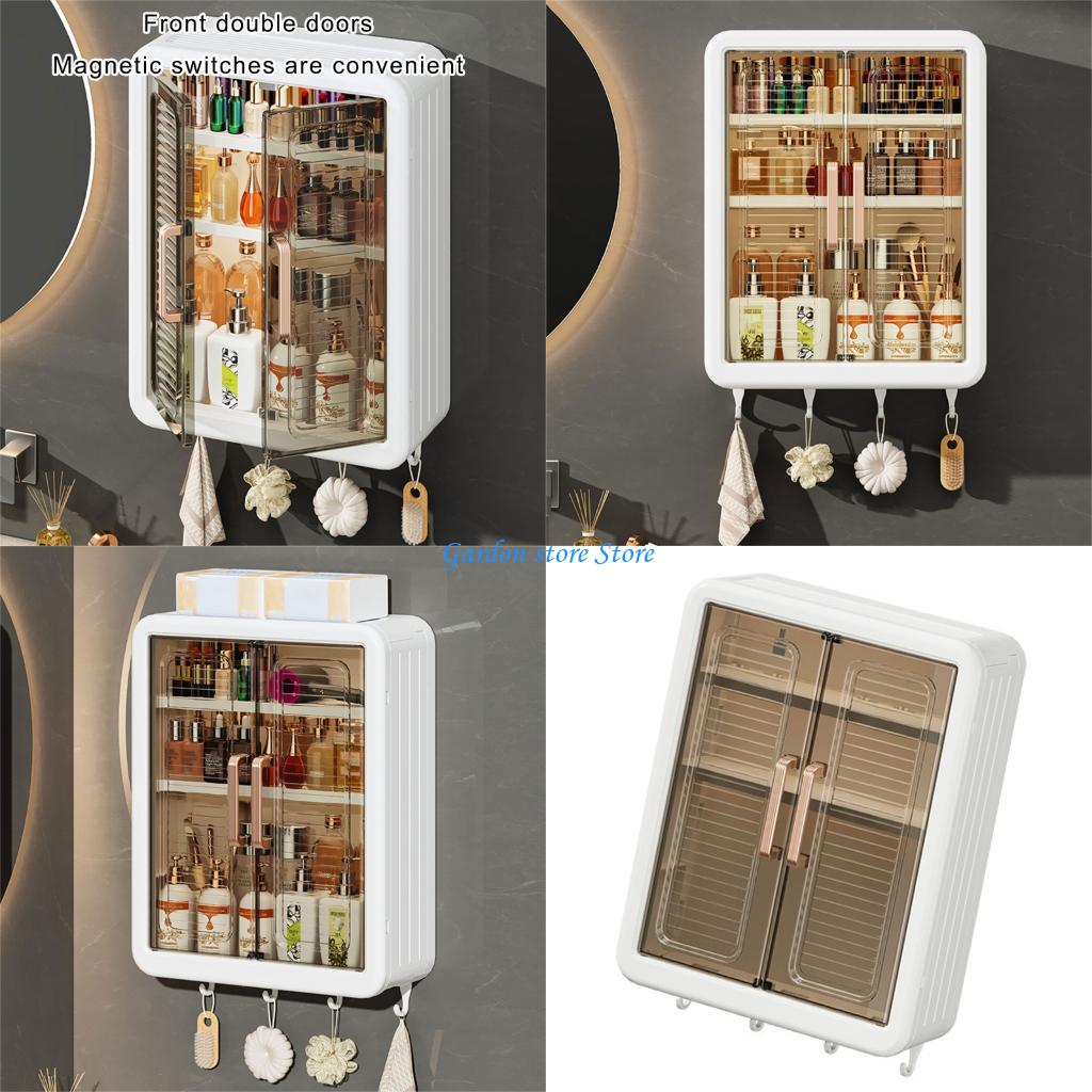 B0KB Wall Mounted Makeup Shelf Bathroom Skin Care Storage Cabinet Space Saving