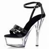 2025 summer new sandals women's water platform platform platform one-word buckle strap high-heeled yarn cloth surface crystal wedding shoes