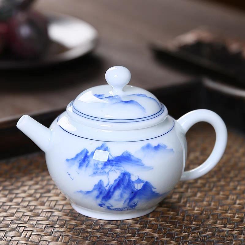 Chiński Jingdezhen Vintage Porcelanowy Ceramiczny Czajniczek z Zaparzaczem, Jaśminowy Oolong Kwiatowy, Ceremonia Herbaty Te Guan Yin